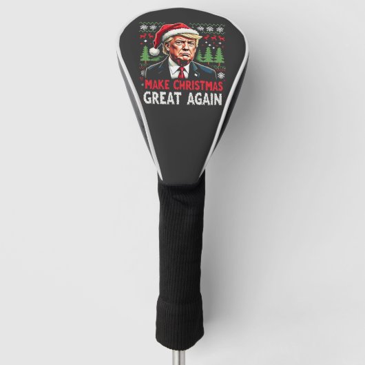 Maak kerst weer geweldig Lelijke kersttrui Trump Golfheadcover (Voorkant)