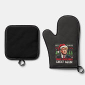 Maak kerst weer geweldig Lelijke kersttrui Trump Ovenwant & Pannenlap Set (Voorkant)