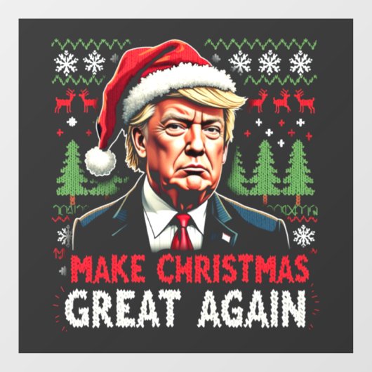 Maak kerst weer geweldig Lelijke kersttrui Trump Raamsticker (Vel)