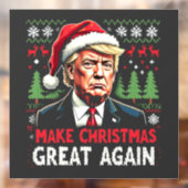 Maak kerst weer geweldig Lelijke kersttrui Trump Raamsticker (Vel 2)