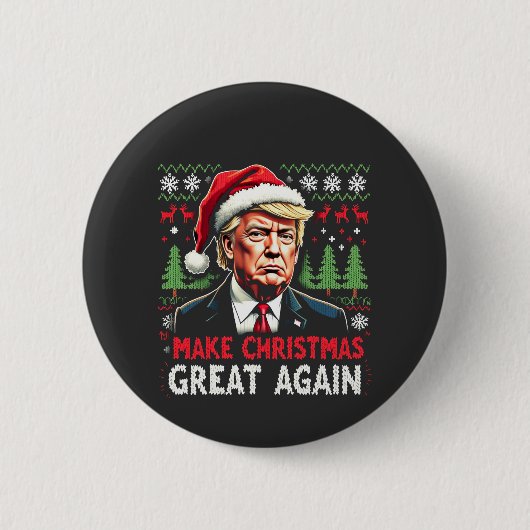 Maak kerst weer geweldig Lelijke kersttrui Trump Ronde Button 5,7 Cm (Voorkant)