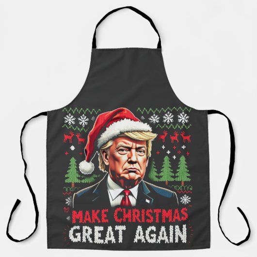 Maak kerst weer geweldig Lelijke kersttrui Trump Schort (Voorkant)