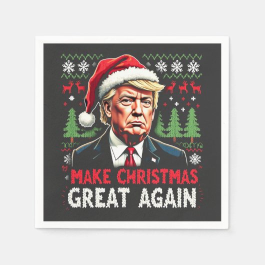 Maak kerst weer geweldig Lelijke kersttrui Trump Servet (Voorkant)