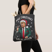 Maak kerst weer geweldig Lelijke kersttrui Trump Tote Bag (Dichtbij)