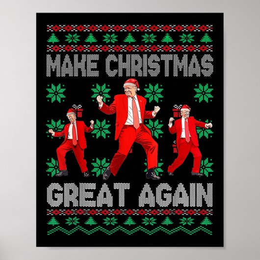 Maak kerst weer geweldig Santa Trump Dance Kerstmi Poster (Voorkant)