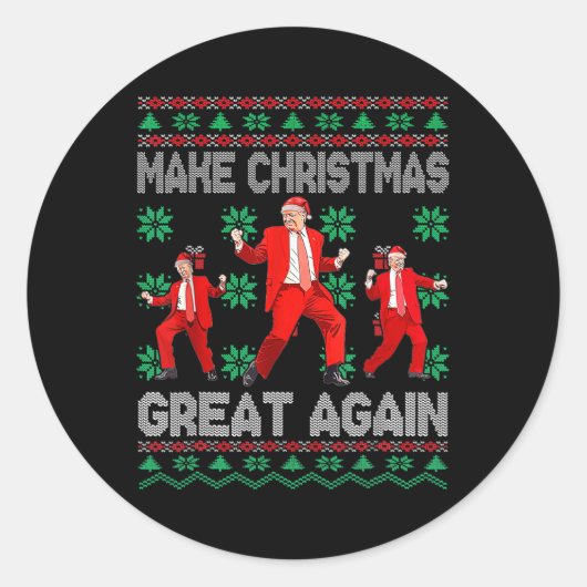 Maak kerst weer geweldig Santa Trump Dance Kerstmi Ronde Sticker (Voorkant)
