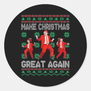 Maak kerst weer geweldig Santa Trump Dance Kerstmi Ronde Sticker