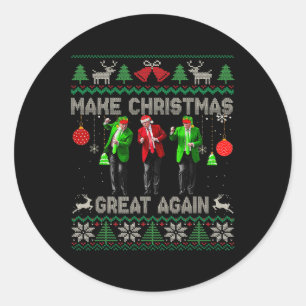 Maak kerst weer geweldig Santa Trump dans lelijk Ronde Sticker