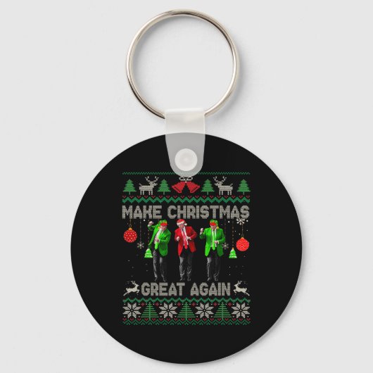 Maak kerst weer geweldig Santa Trump dans lelijk Sleutelhanger (Voorkant)