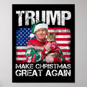 Maak kerst weer geweldig Santa Trump USA Vlag XM Poster