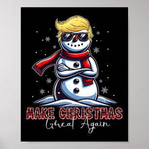 Maak kerst weer geweldig Sneeuwman Trump vakantie Poster