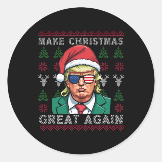 Maak kerst weer geweldig - troef kerst grappig ronde sticker (Voorkant)