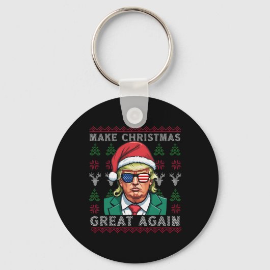 Maak kerst weer geweldig - troef kerst grappig sleutelhanger (Voorkant)