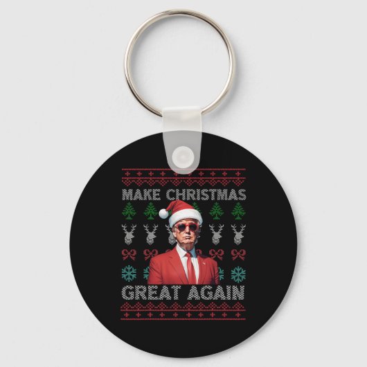 Maak kerst weer geweldig Trump kerst grappig 2 Sleutelhanger (Voorkant)