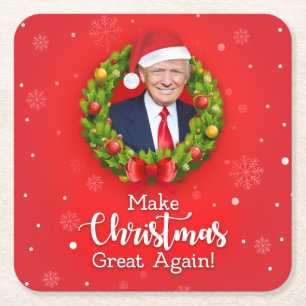 Maak kerst weer geweldig Trump MAGA grappig cadeau Kartonnen Onderzetters