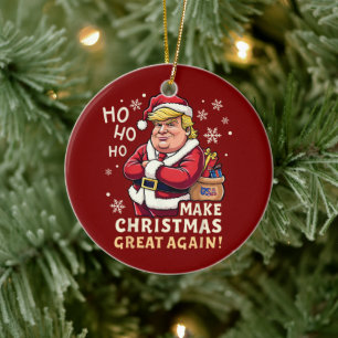 Maak kerst weer geweldig Trump Santa Claus Keramisch Ornament