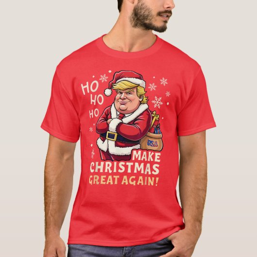 Maak kerst weer geweldig | Trump Santa Claus Red T-shirt (Voorkant)