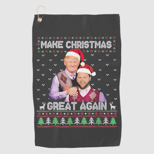 Maak kerst weer geweldig Trump Vance Xmas Golfhanddoek (Voorkant)