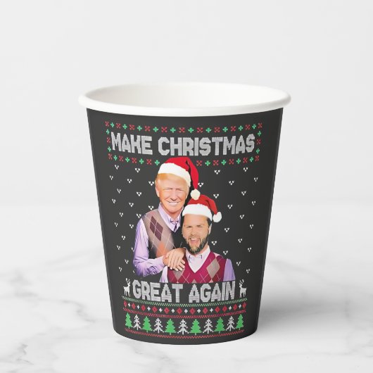 Maak kerst weer geweldig Trump Vance Xmas Papieren Bekers (Voorkant)