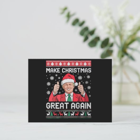 Maak kerst weer geweldig Xmas Funny Trump pyjama Feestdagenkaart (Staand voorkant)