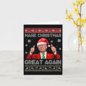 Maak kerst weer geweldig Xmas Funny Trump pyjama Kaart (Gele Bloem)
