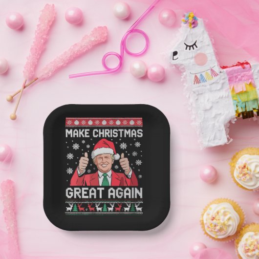 Maak kerst weer geweldig Xmas Funny Trump pyjama Papieren Bordje (Feest)