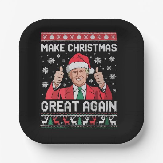 Maak kerst weer geweldig Xmas Funny Trump pyjama Papieren Bordje (Voorkant)