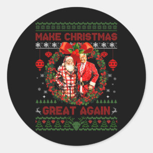 Maak kerst weer geweldig Xmas Funny Trump pyjama Ronde Sticker