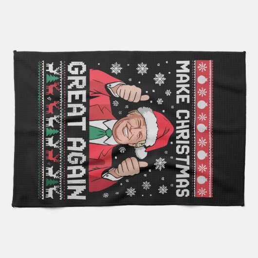 Maak kerst weer geweldig Xmas Funny Trump pyjama Theedoek (Horizontaal)