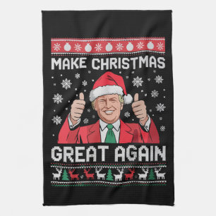 Maak kerst weer geweldig Xmas Funny Trump pyjama Theedoek