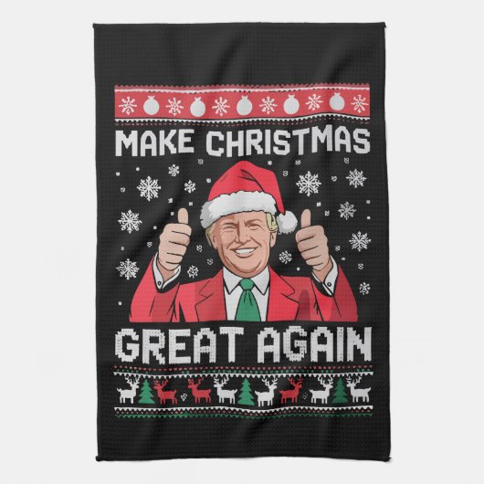 Maak kerst weer geweldig Xmas Funny Trump pyjama Theedoek (Verticaal)