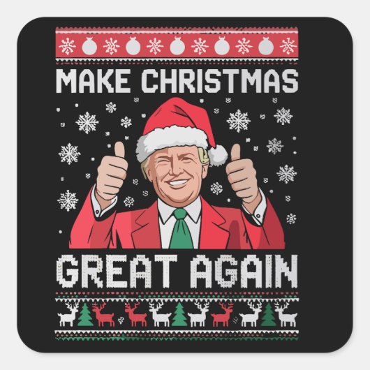 Maak kerst weer geweldig Xmas Funny Trump pyjama Vierkante Sticker (Voorkant)