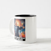 Maak kerst weer geweldig Xmas grappig Trump lelijk Tweekleurige Koffiemok (Voorkant links)