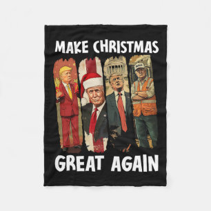 Maak kerst weer leuk Kerstman Trump 2024 Fleece Deken