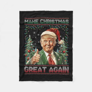 Maak kerst weer leuk Kerstman Trump 2024 Fleece Deken