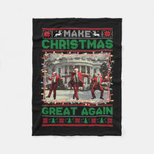 Maak kerst weer leuk Kerstman Trump 2024 Fleece Deken