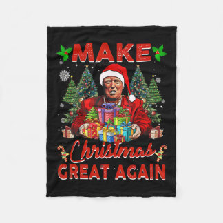 Maak kerst weer leuk Kerstman Trump 2024 Fleece Deken