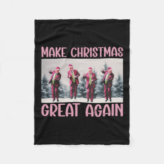 Maak kerst weer leuk Kerstman Trump 2024 Fleece Deken
