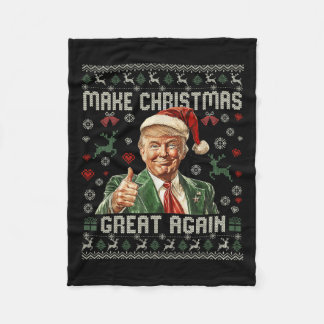 Maak kerst weer leuk Kerstman Trump 2024 Fleece Deken