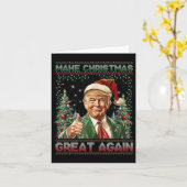 Maak kerst weer leuk Kerstman Trump 2024 Kaart (Gele Bloem)