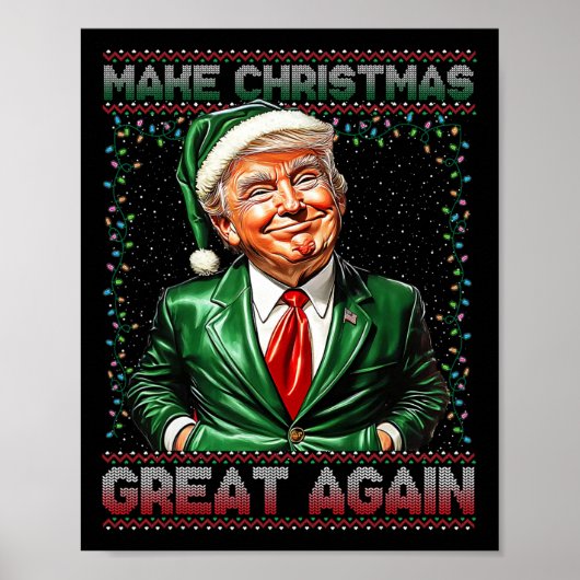 Maak kerst weer leuk Kerstman Trump 2024 Poster (Voorkant)