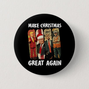 Maak kerst weer leuk Kerstman Trump 2024 Ronde Button 5,7 Cm