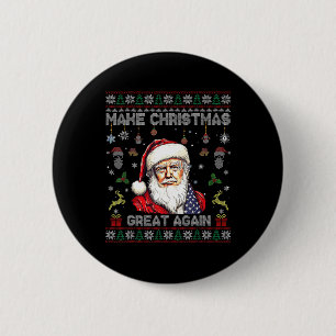 Maak kerst weer leuk Kerstman Trump 2024 Ronde Button 5,7 Cm