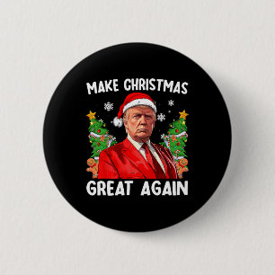 Maak kerst weer leuk Kerstman Trump 2024 Ronde Button 5,7 Cm