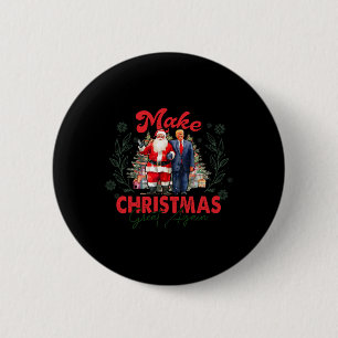 Maak kerst weer leuk Kerstman Trump 2024 Ronde Button 5,7 Cm