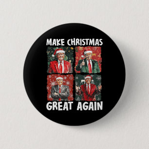 Maak kerst weer leuk Kerstman Trump 2024 Ronde Button 5,7 Cm