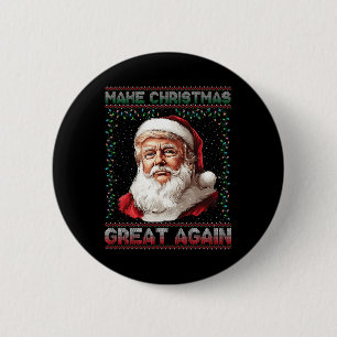 Maak kerst weer leuk Kerstman Trump 2024 Ronde Button 5,7 Cm