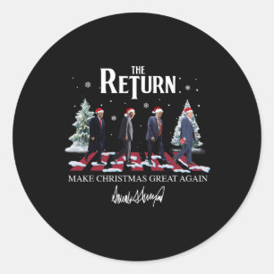 Maak kerst weer leuk Kerstman Trump 2024 Ronde Sticker