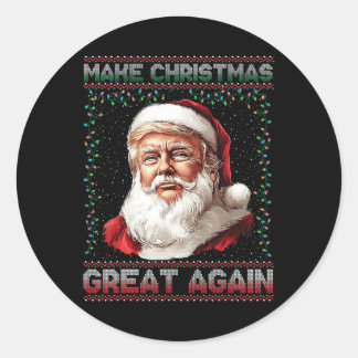 Maak kerst weer leuk Kerstman Trump 2024 Ronde Sticker