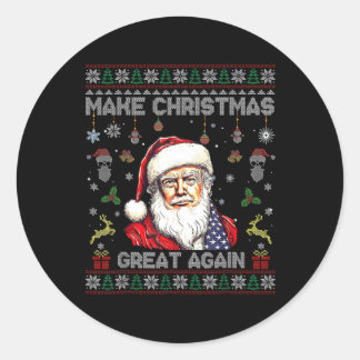 Maak kerst weer leuk Kerstman Trump 2024 Ronde Sticker